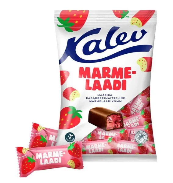 Maasika-rabarberimaitseline marmelaadikompvek, KALEV, 175 g