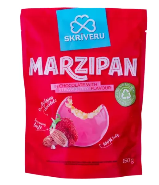 Martsipan SKRĪVERU šokolaadis, maasika maitsega, 150g