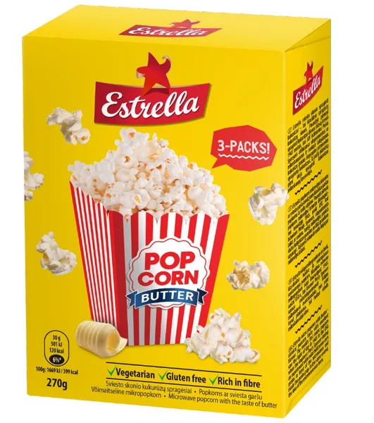 Mikropopkorn võimaitseline (3x90g), ESTRELLA, 270g