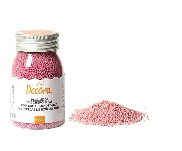 Pārtikas cukura pērles DECORA Mini, rozā, 100g