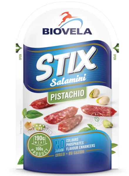 Mini salaami vorstid BIOVELA, vinnutatud, pistaatsiapähklitega, 80g