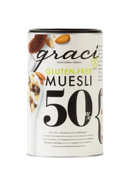 Müsli GRACI, 50% kuiv.viljade, seemnete ja pähklit.rikastatud E-vitam. ja mineraa.,gluteenvaba,400g