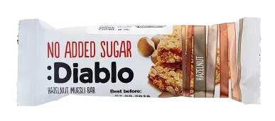 Musli batoniņš DIABLO, ar lazdu riekstiem, bez cukura, 30g