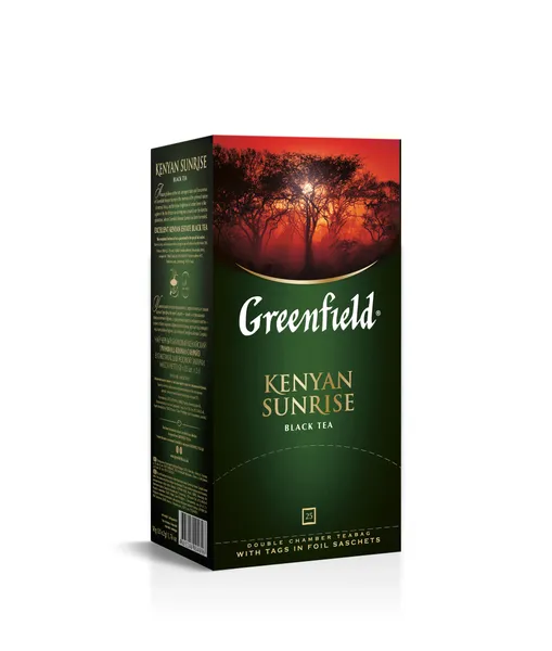 Must tee Kenyan Sunrise, 2g x 25tk, teekott foolium ümbrikus, GREENFIELD