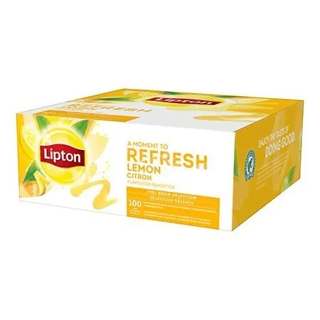 Must tee LIPTON Horeca, Classic, sidruniga, 100 tk x 1,6 g, teekott fooliumis