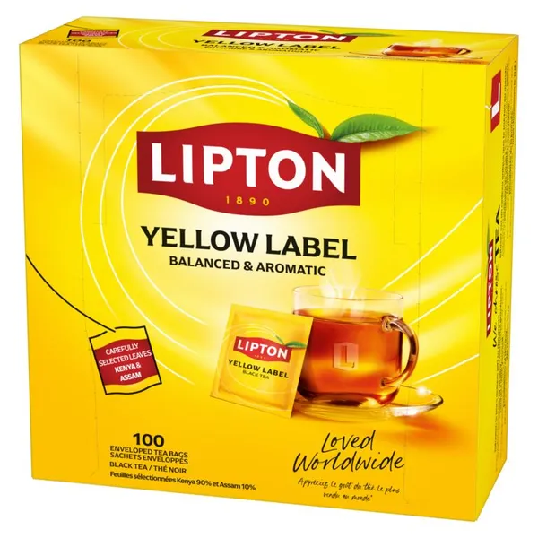 Must tee LIPTON Horeca, Yellow Label, 100 tk x 1,8 g,  teekott fooliumis