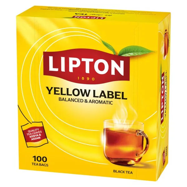 Must tee LIPTON Horeca, Yellow Label, 100 tk x 2 g,  teekott fooliumis
