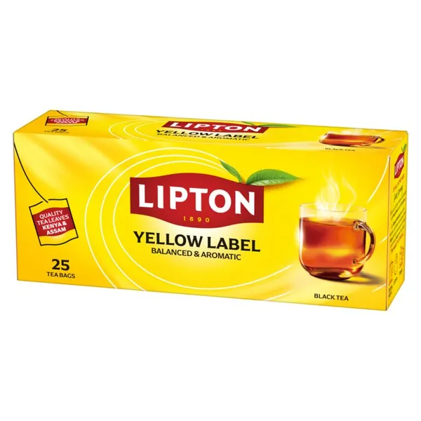 Must tee LIPTON, Yellow Label, 25 tk/pakk, teekott