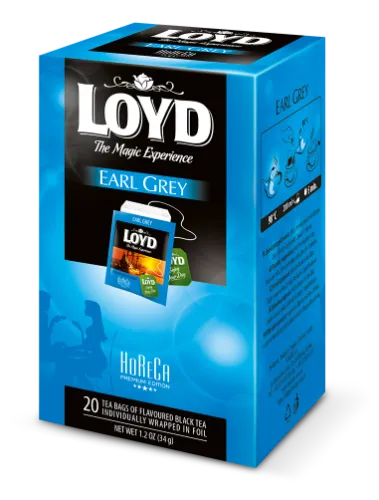 Must tee LOYD Horeca Earl Grey 20 x 2g, kahekambriline teekott ümbrikus