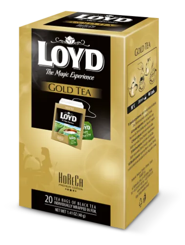 Must tee LOYD Horeca Gold 20 x 2g, kahekambriline teekott ümbrikus