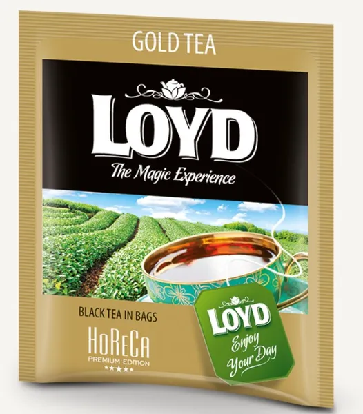 Must tee LOYD Horeca Gold 500 x 2g, kahekambriline teekott ümbrikus