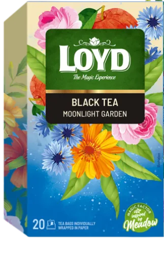Must tee  LOYD, moonlight garden, 20x1,75 g, kahekambriline teekott ümbrikus