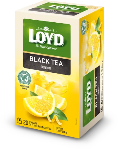Must tee LOYD sidruni aroomiga, 20 x 1.7g , kahekambriline teekott
