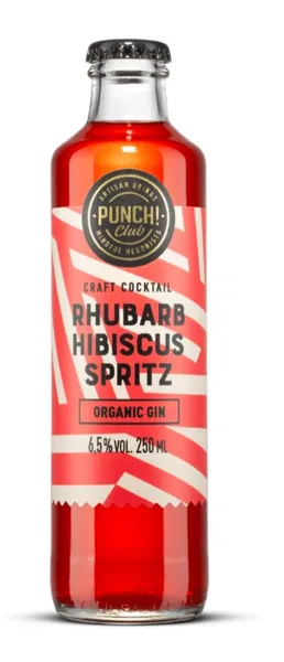 Alkoholisks kokteilis PUNCH CLUB Rhubarb&Hibiscus Spritz, 6,5%, stiklā, 0.25l (DEP)