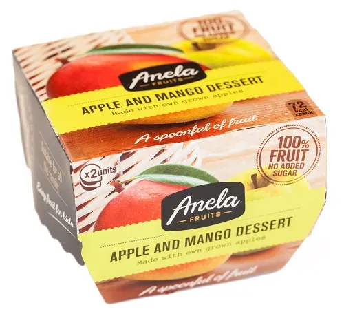 Dabīgs biezenis ANELA, ābols un mango, bez pievienotā cukura, 2x100g