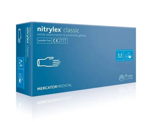 Nitriilkindad puudrita, suurus M, sinised, ühekordsed, NITRYLEX Classic, 100tk