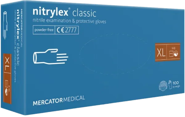 Nitriilkindad puudrita, suurus XL, sinised, ühekordsed, NITRYLEX Classic, 100tk