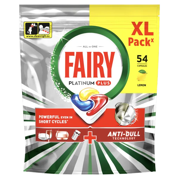 Nõudepesumasina kapslid FAIRY Platinum+ Lemon, 54 tk