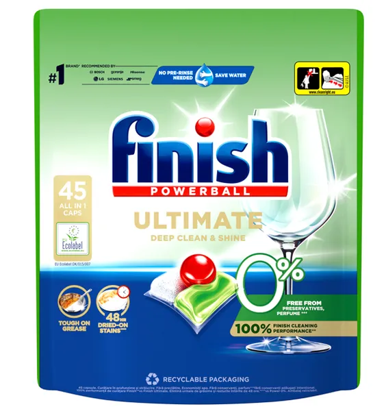 Nõudepesumasina tabletid Ultimate 0%, FINISH, 45 tk