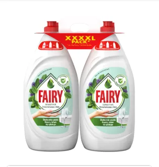 Nõudepesuvahend FAIRY Sensitive Teatree&Mint, 2x1350ml