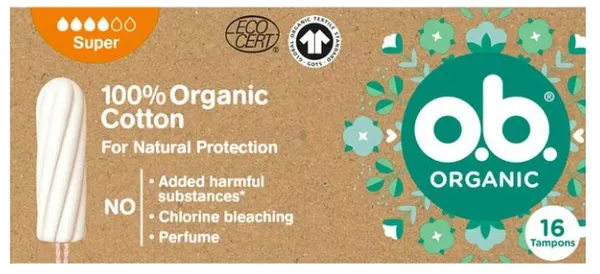 Tampoon Organic super, O.B., 16 tk