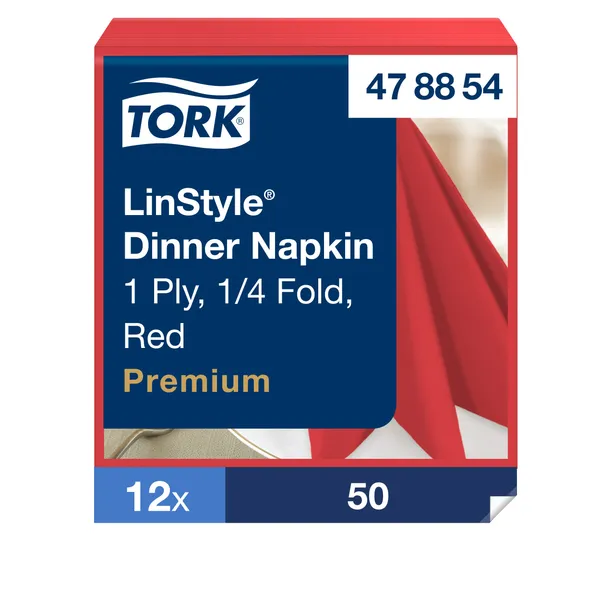 Õhtusöögisalvrätikud  39 x 39 cm, 50 tk., 4F, punane, 478854, TORK LinStyle
