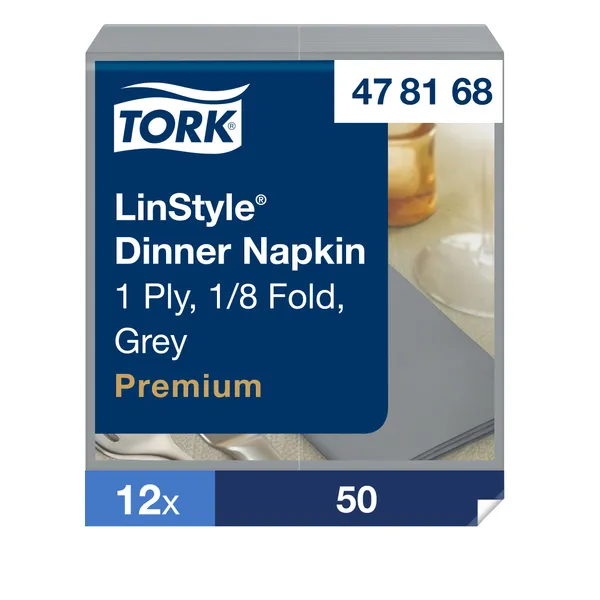Õhtusöögisalvrätikud  39 x 39 cm, 50 tk., 8F, hall, 478168, TORK LinStyle