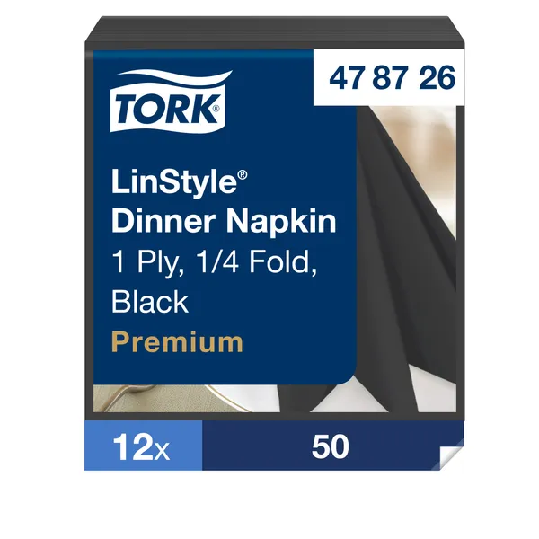 Õhtusöögisalvrätikud 39 x 39 cm,  must,  50 tk, 4F, 478726, TORK LinStyle