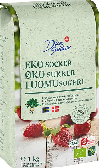 Suhkur valge DanSukker ökoloogiline 1kg