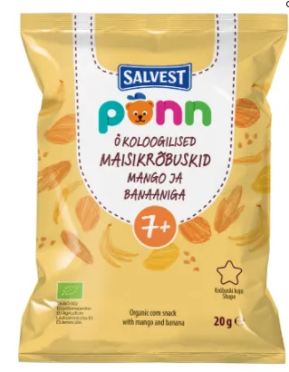 Čipsi kukurūzas bērniem Ponn Organic ar mango,banānu 20g 7+