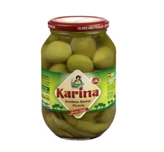 Oliivid QUEEN, KARINA, rohelised, tšillipipraga 480ml/850g
