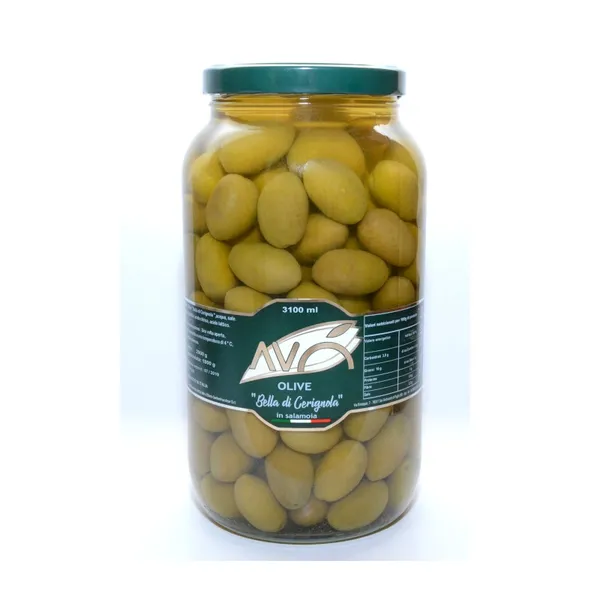 Oliivid rohelised AVO Bella di Cerignola, soolvees, 3100ml