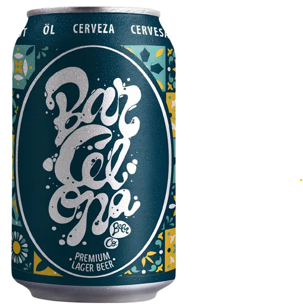 Alus BARCELONA BEER Lager, bundžā, 4%, 0.33l (DEP)