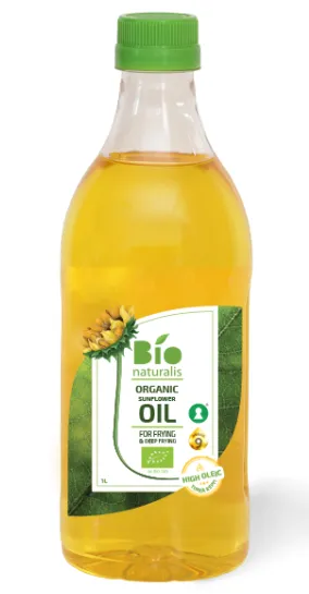 Saulespuķu eļļa ar augstu oleīnskābes saturu BIONATURALIS Organic, nerafinēta, 1l