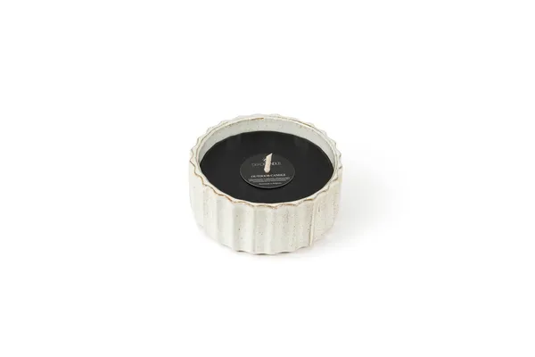 Õueküünal DEKOCANDLE, Stripe White, terrakotapotis, D 21 cm, H 8 cm, tk