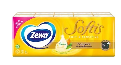 Pabersalvrätikud ZEWA Softis Sensitive, 4-kihiline, 90tk (9pk x 10tk)