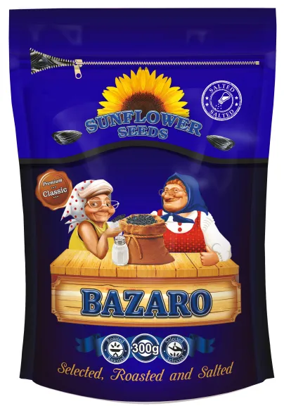 Päevalilleseemned BAZARO XXL, soolased, mustad, röstitud, 300g