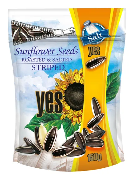 Päevalilleseemned Y.E.S., soolased, triibulised, 150g
