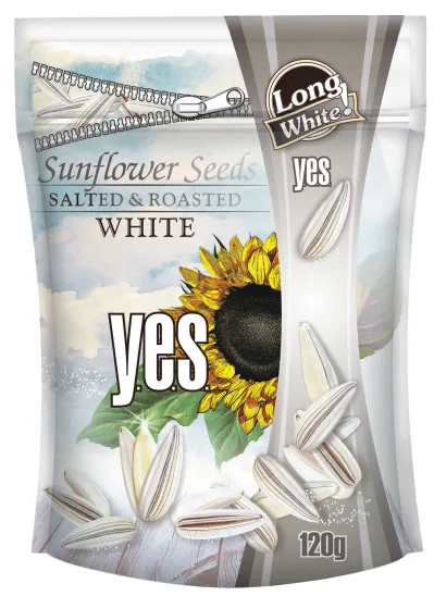 Päevalilleseemned Y.E.S. soolased, valged, röstitud, 120g