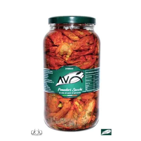 Päikesekuivatatud tomatid AVO, päevalilleõlis, 3100ml/2800g