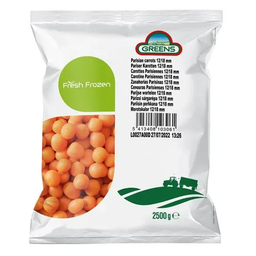 Pariisi porgand GREENS, 12/18,  IQF, külmutatud, 2,5kg