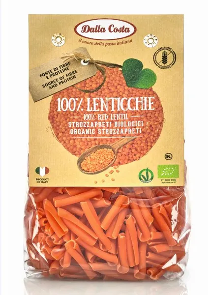 Sarkano lēcu makaroni DALLA COSTA BIO Strozzapreti, 250g
