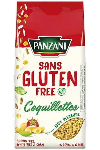 Pasta PANZANI, Coquillette, gluteenivaba, riisi- ja maisijahust, 400g