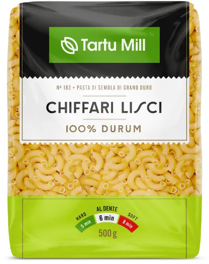 Pasta TARTU MILL, Chiffari Lisci Nr.183, durum, 500g