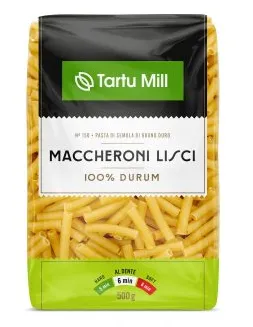 Pasta durum Maccheroni Lisci, TARTU MILL, 500 g