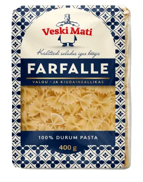 Pasta VESKI MATI, Farfalle (lipsud), durum, 400g