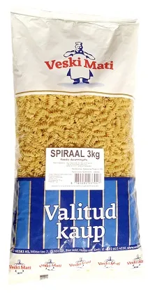 Pasta VESKI MATI, Fusilli (spiraal), nisujahust, 3kg