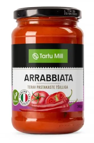 Tartu Mill arrabbiata pastakaste 340 g, vegan, gluteenivaba, laktoosivaba