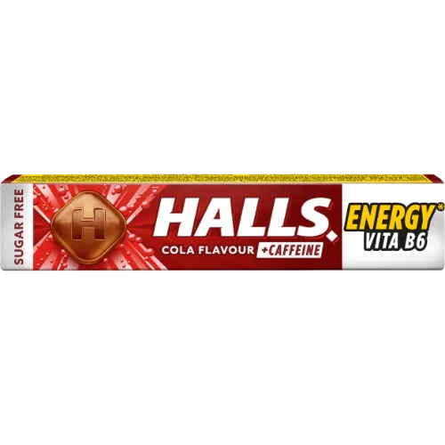 Pastillid HALLS Suhkruvaba koolamaitselised, Vitamiin B6 ja kofeiiniga 0,1% 32g