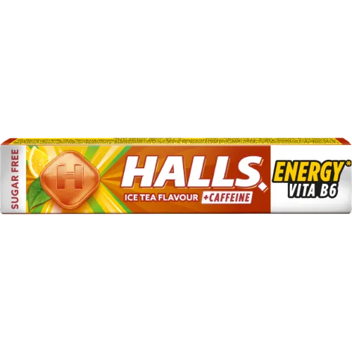 Pastillid  HALLS Suhkruvaba musta tee maitselised, sidruni, B6-vitamiini ja kofeiiniga (0,1%), 32g